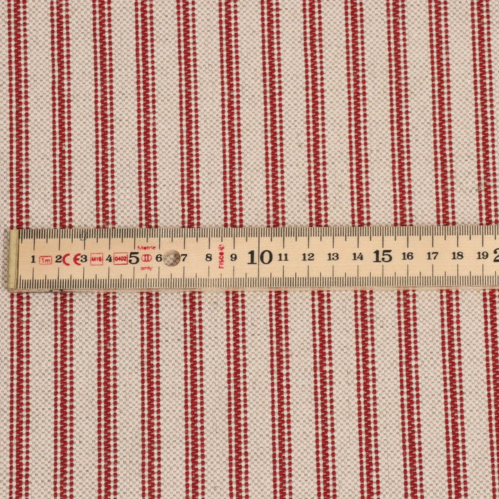 Bergen Ticking Stripe Red Fabric