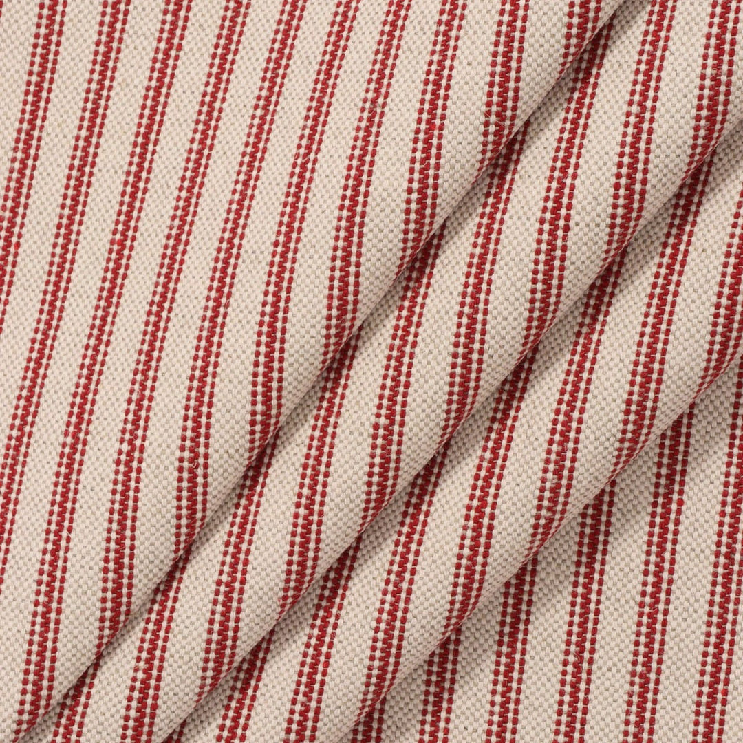 Bergen Ticking Stripe Red Fabric