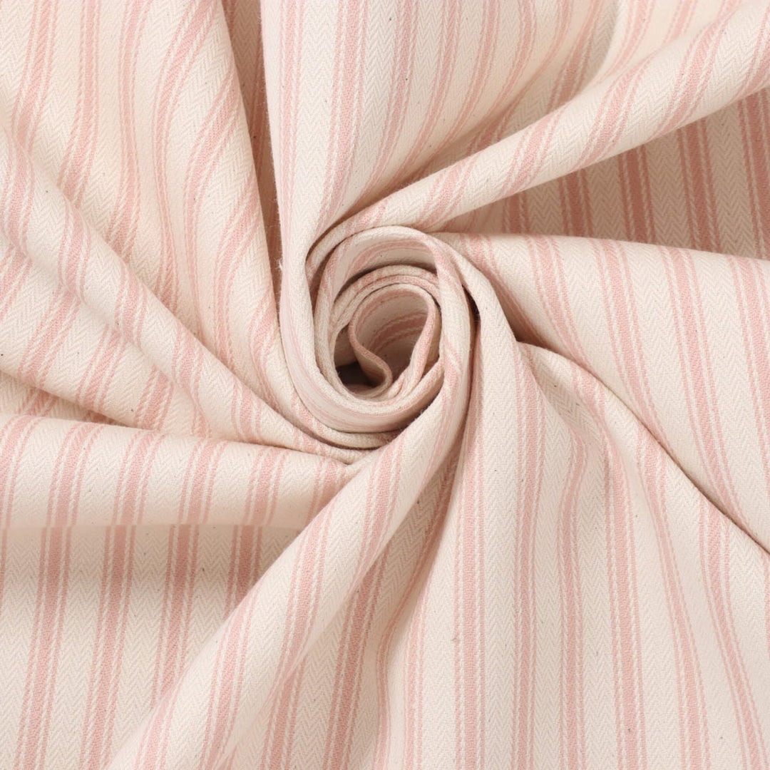 Kent Ticking Stripe Pink Fabric