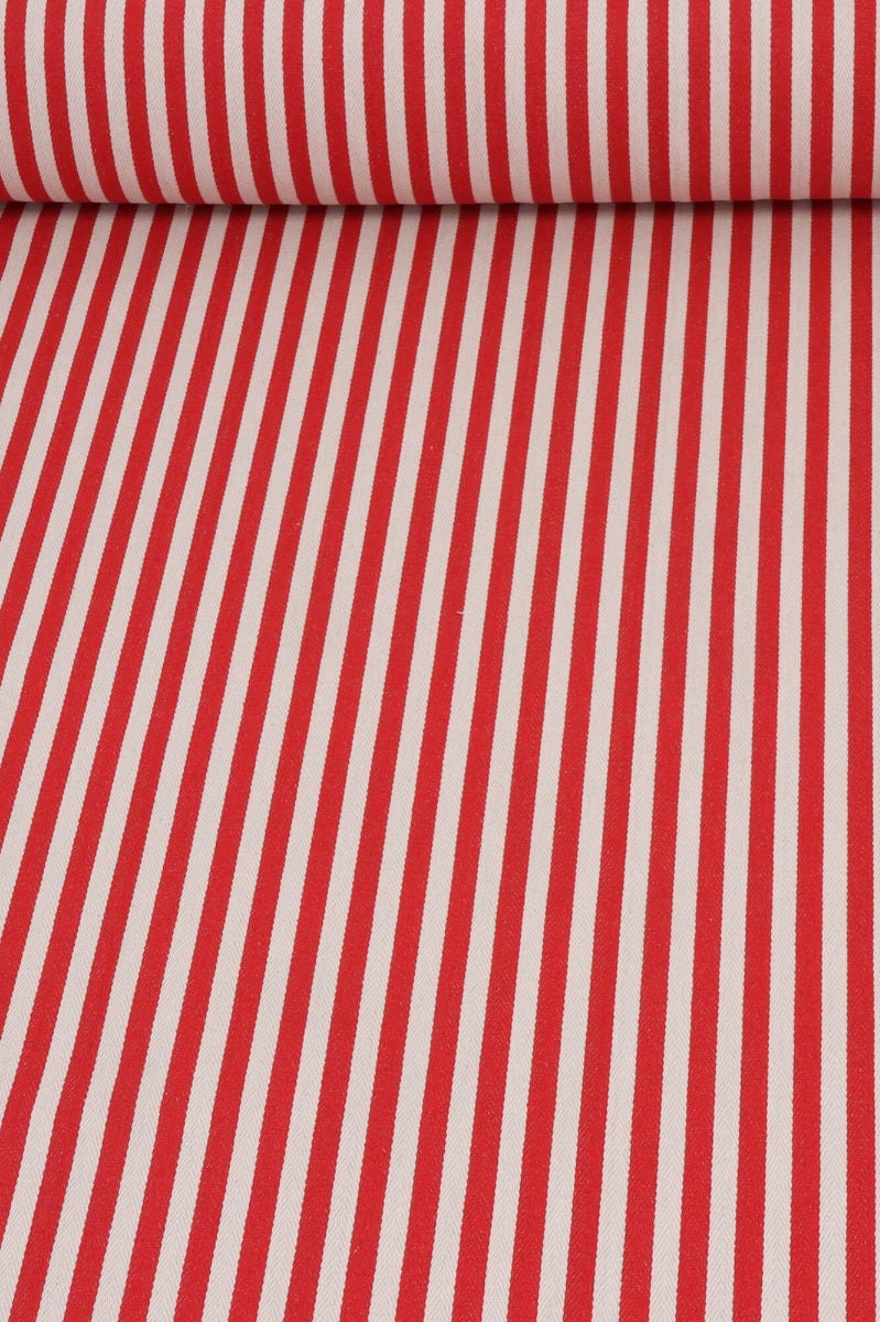 Lynmouth Red Herringbone Stripe Fabric