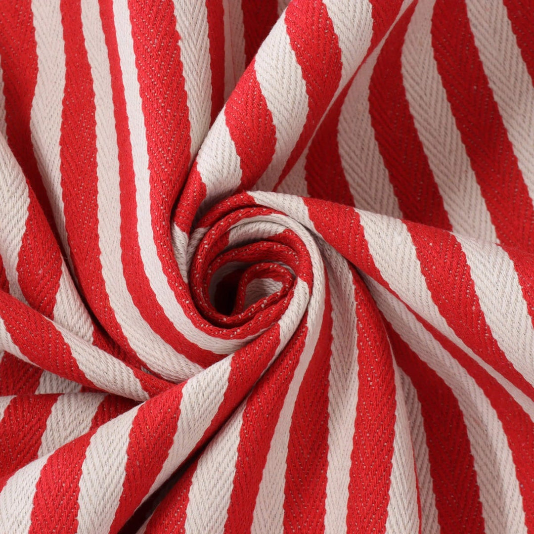 Lynmouth Red Herringbone Stripe Fabric