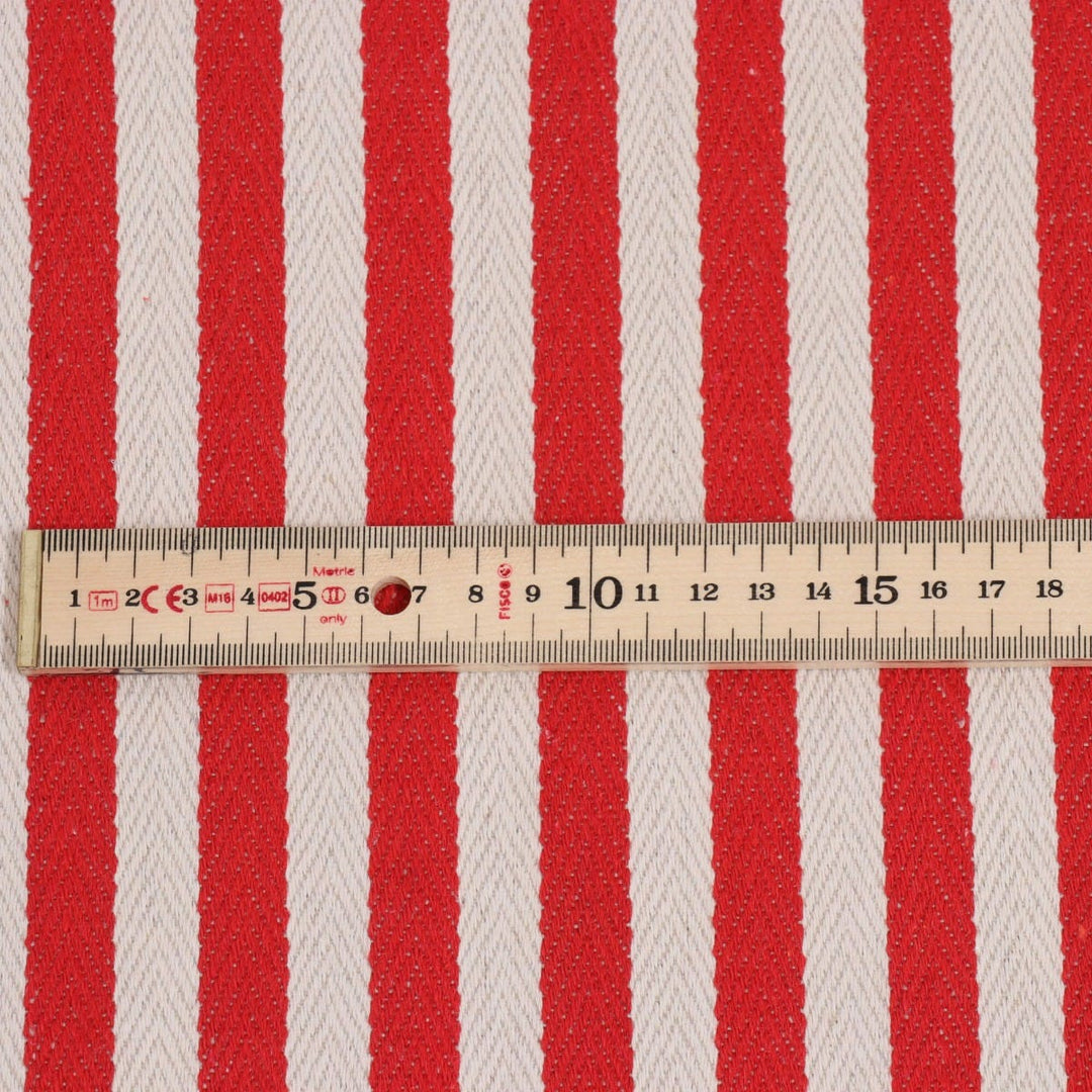 Lynmouth Red Herringbone Stripe Fabric