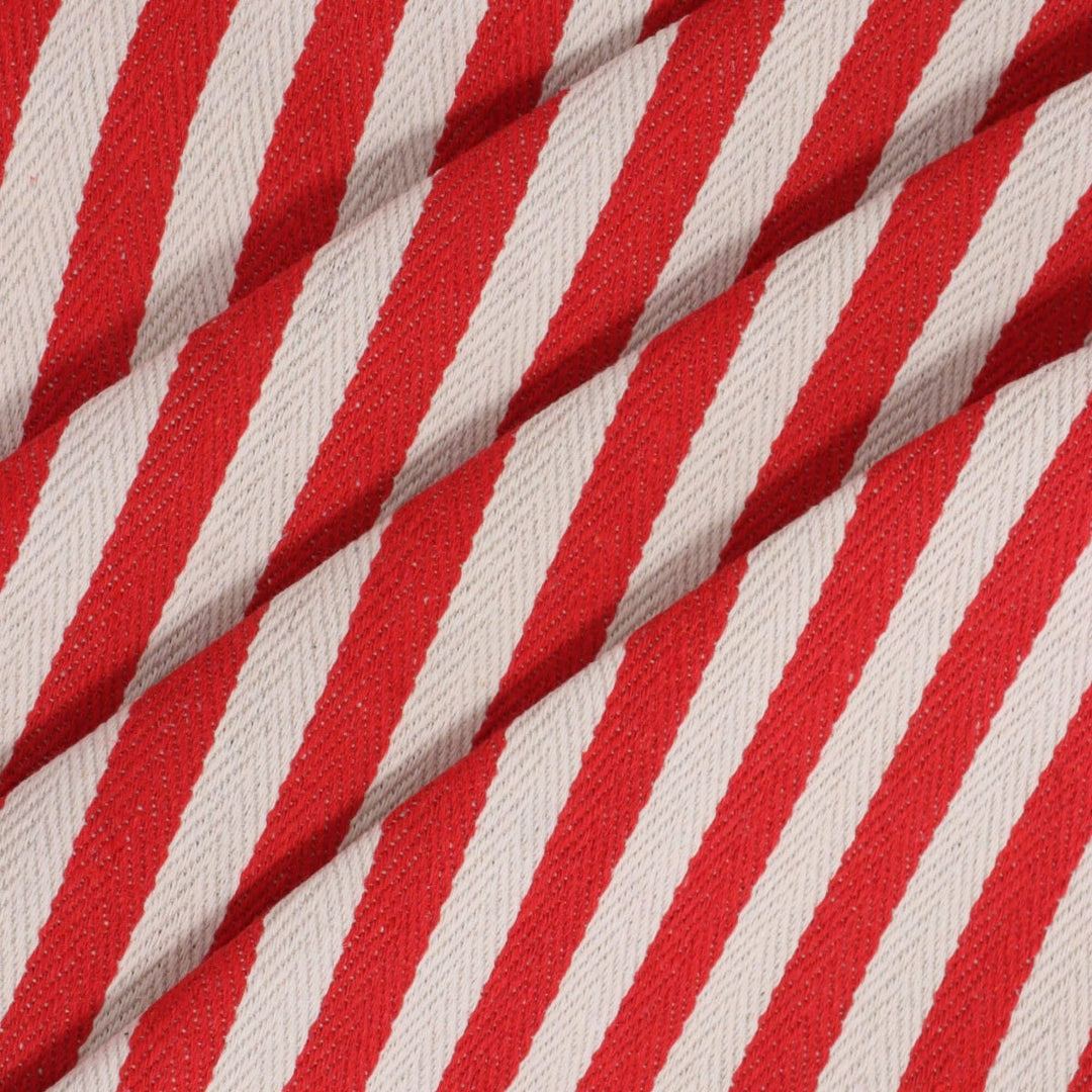 Lynmouth Red Herringbone Stripe Fabric