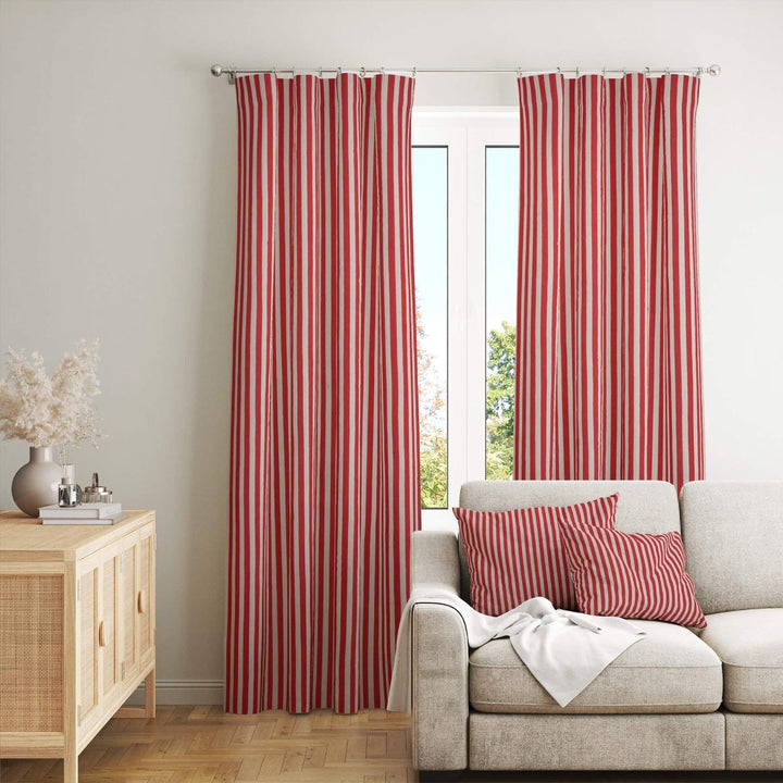 Lynmouth Red Herringbone Stripe Fabric