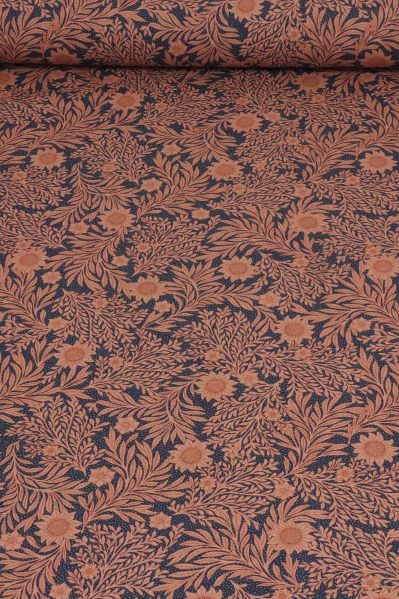 Coleton Floral Navy / Terracotta Fabric