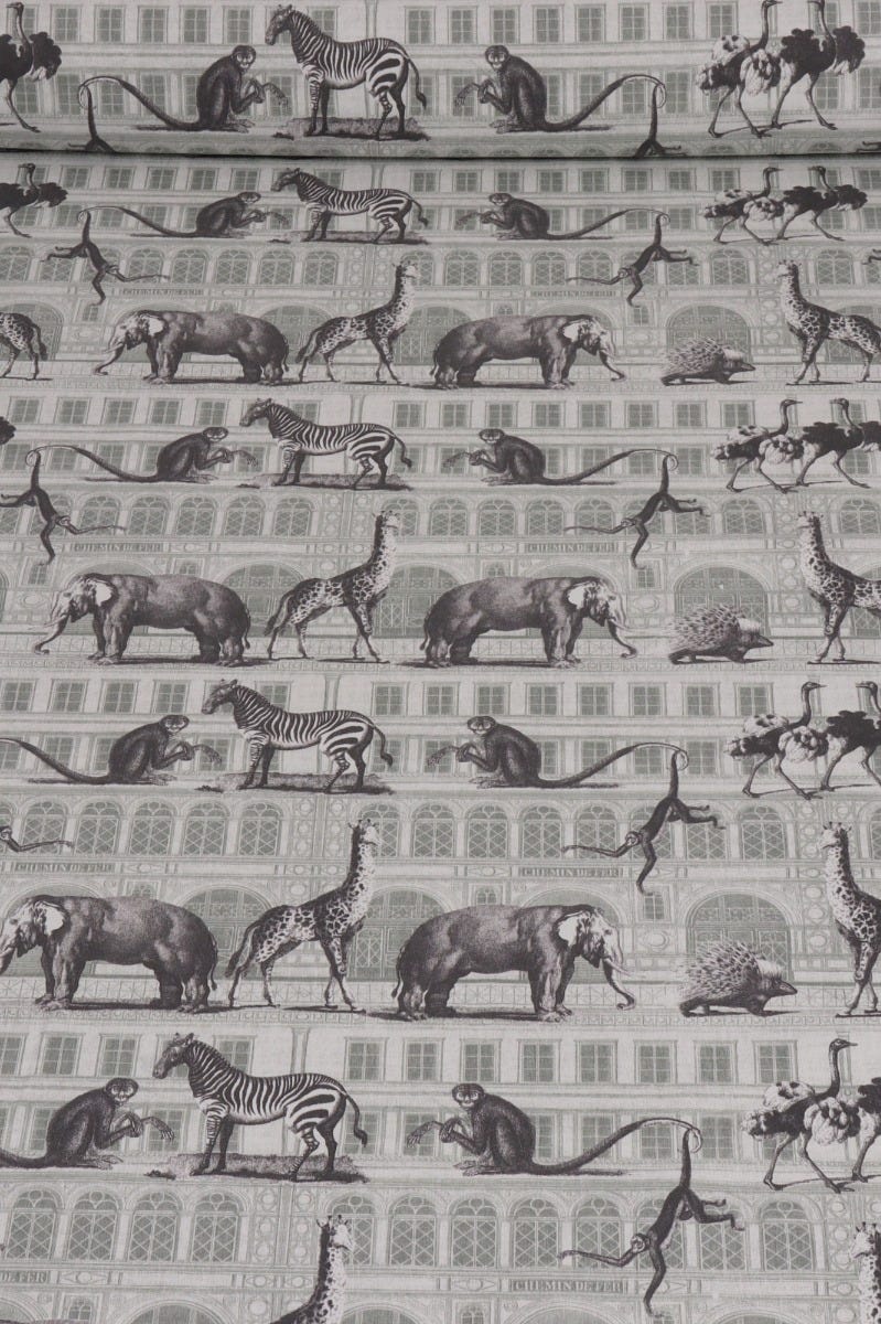 Menagerie Khaki / Grey Fabric