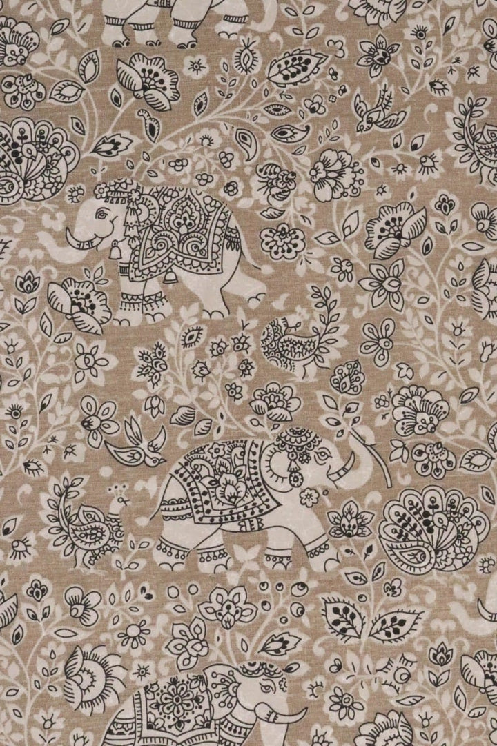 Clearance Kerela Elephant Cocoa Fabric