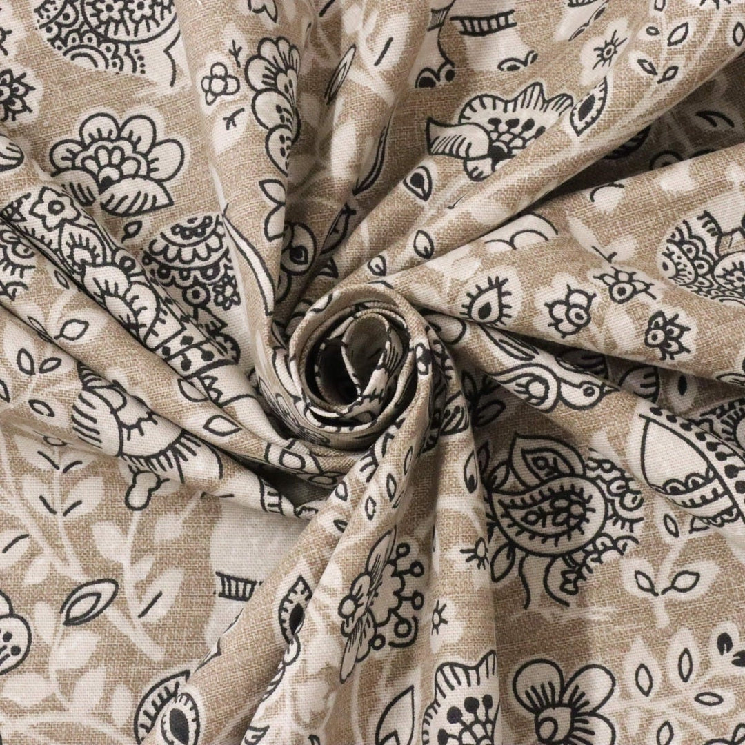 Clearance Kerela Elephant Cocoa Fabric