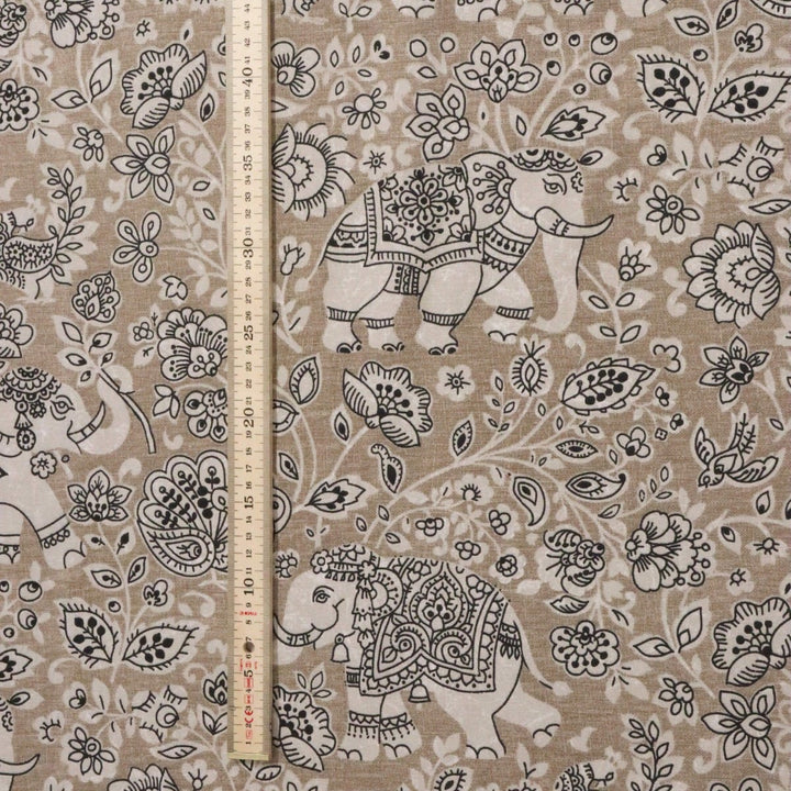 Clearance Kerela Elephant Cocoa Fabric