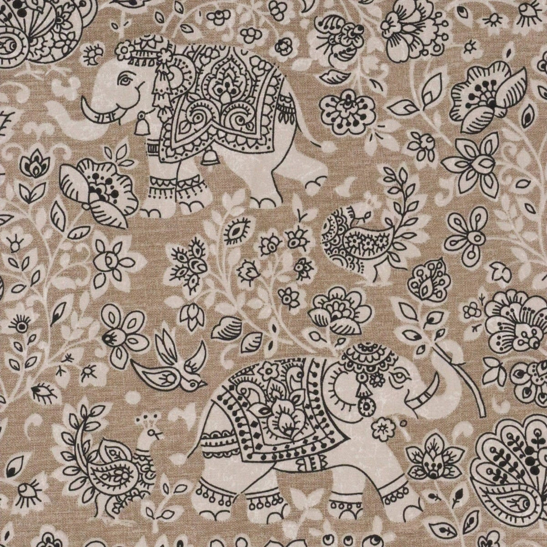 Clearance Kerela Elephant Cocoa Fabric