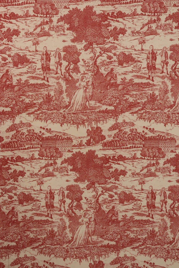 Chambord Toile Red on Cream Fabric