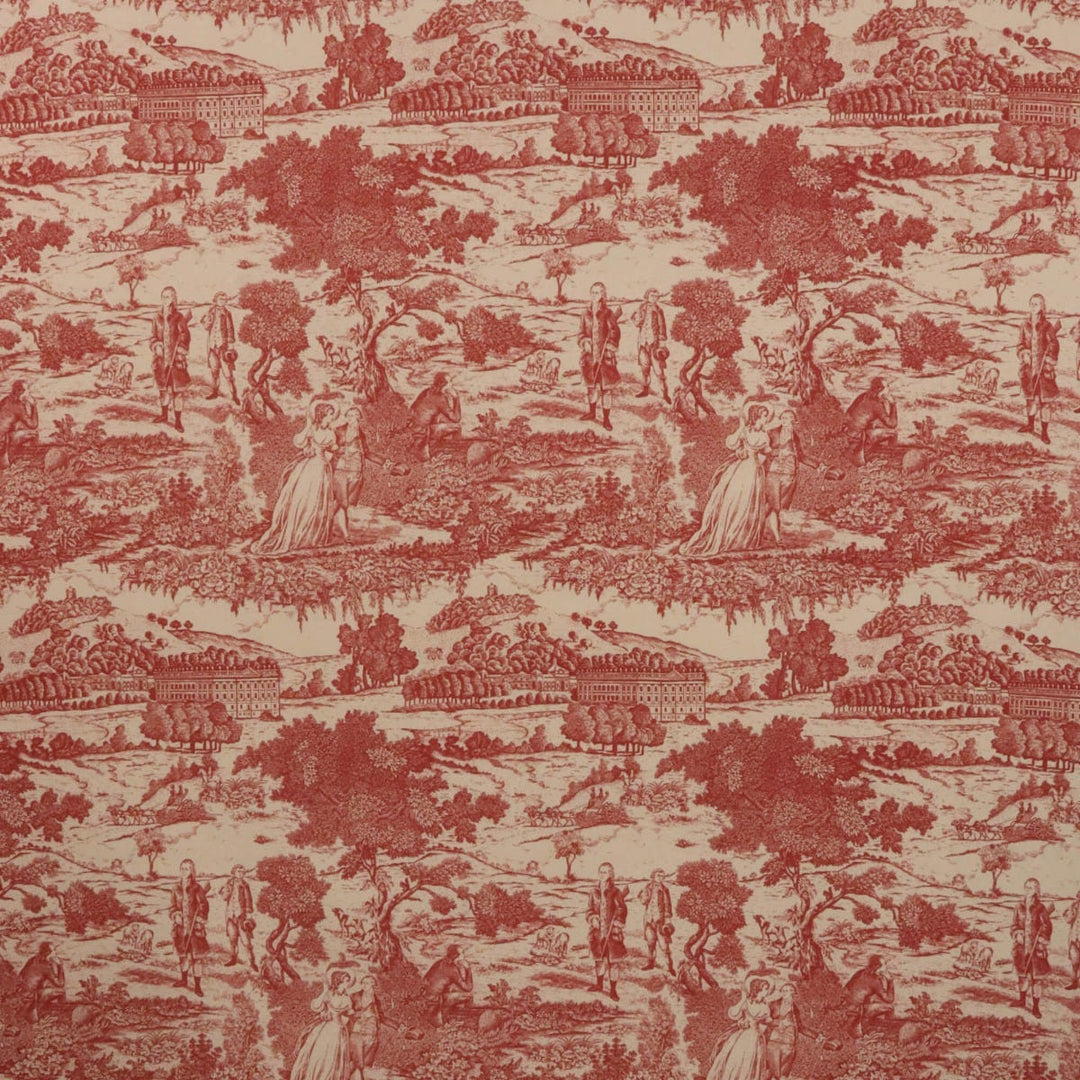 Chambord Toile Red on Cream Fabric