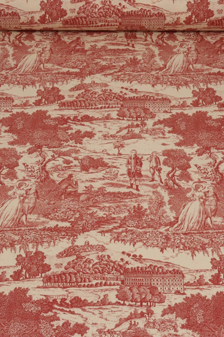 Chambord Toile Red on Cream Fabric