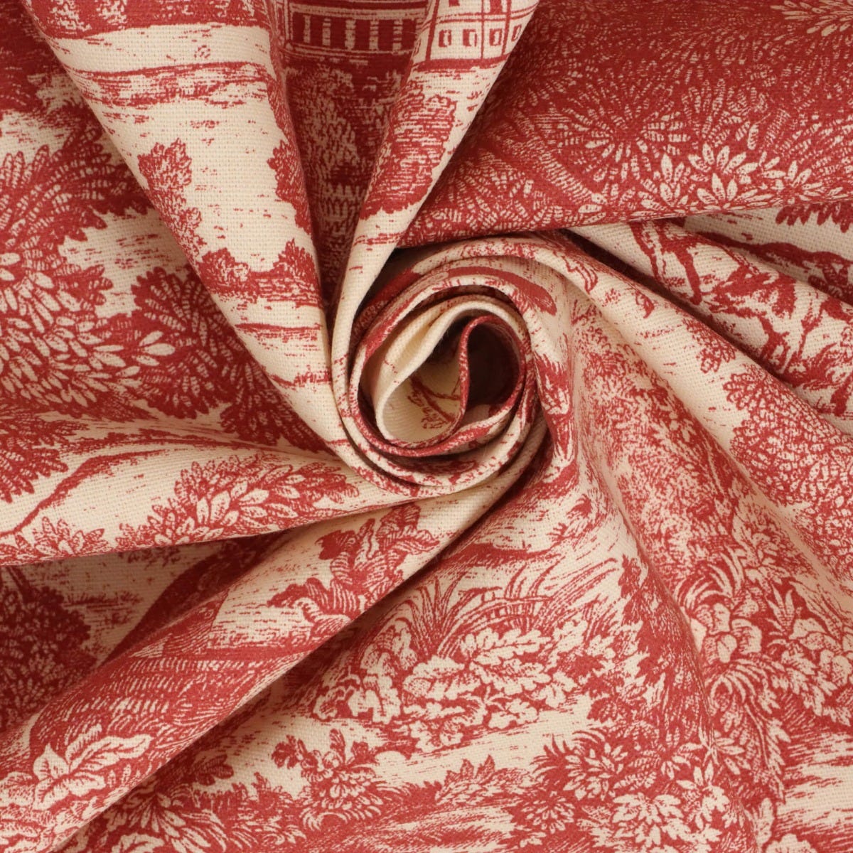 Chambord Toile Red on Cream Fabric Foy Co Interiors