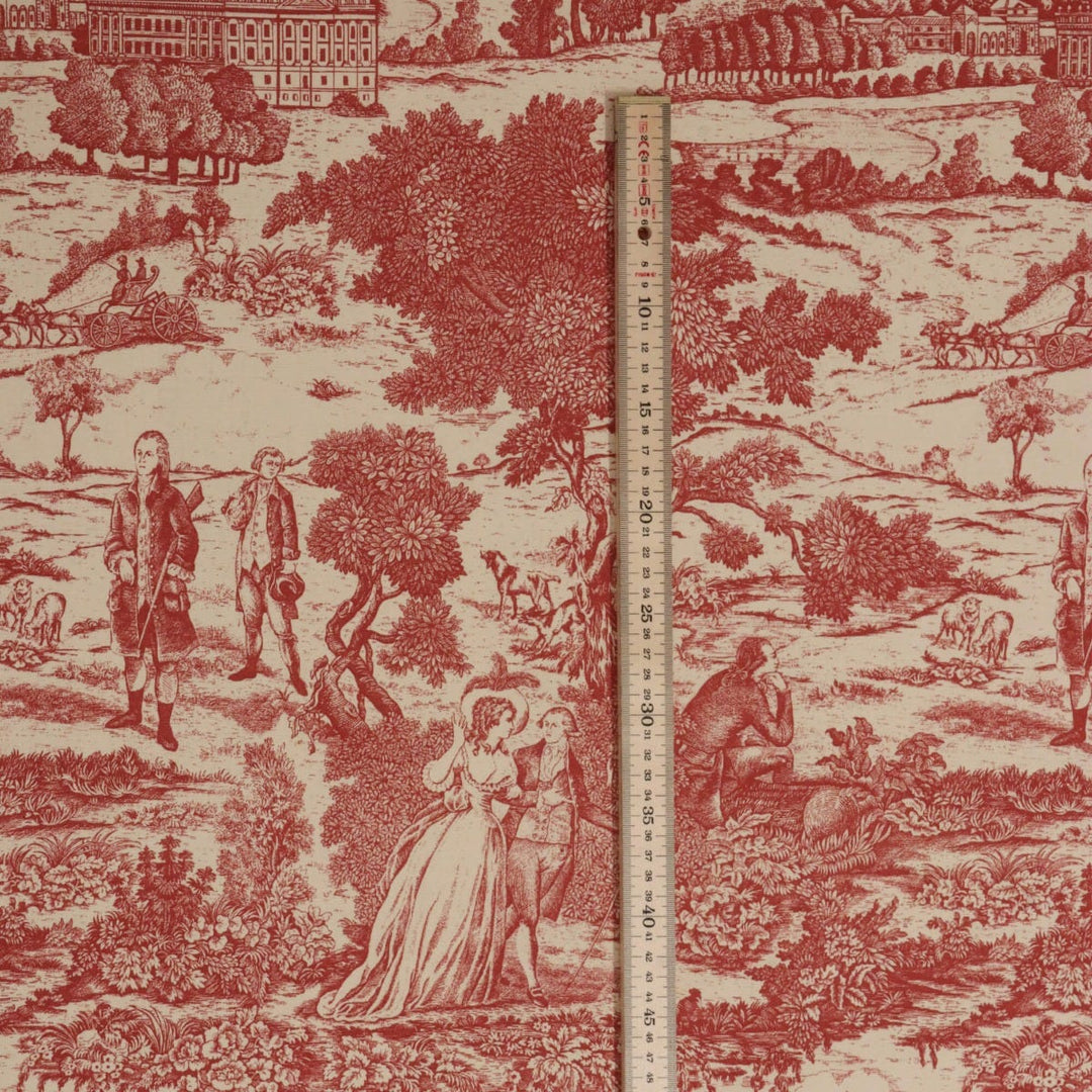 Chambord Toile Red on Cream Fabric