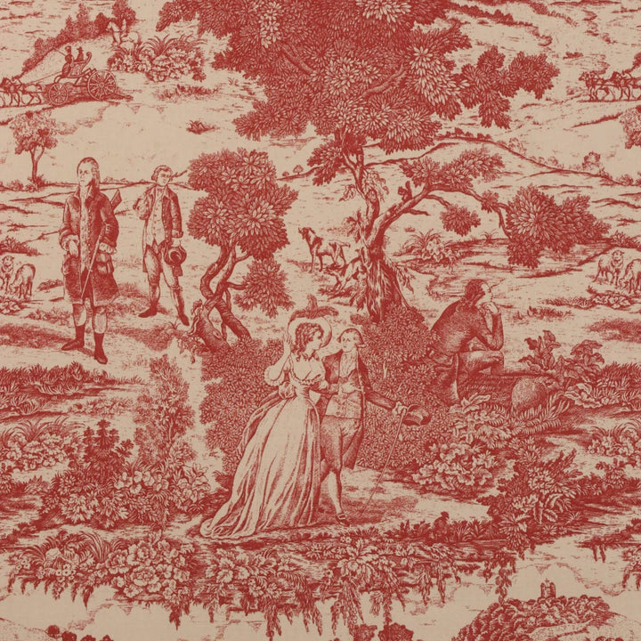 Chambord Toile Red on Cream Fabric