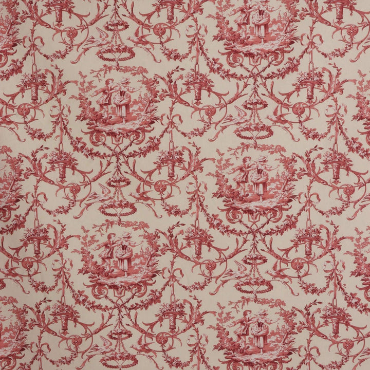 Double Width Fragonard Toile Red on Cream Fabric