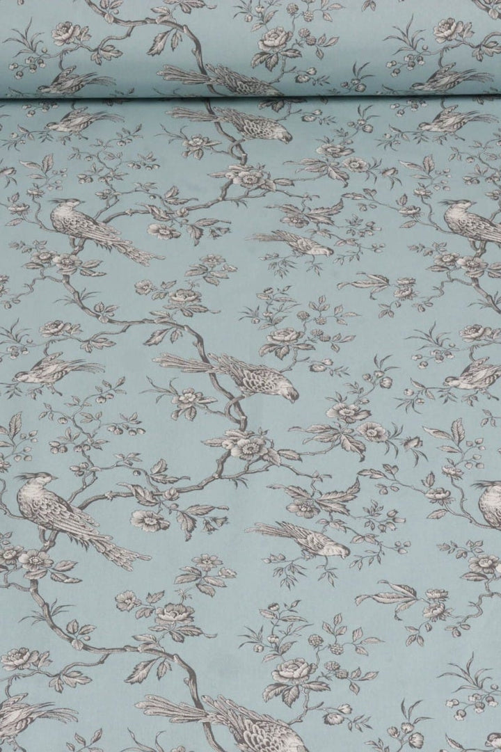 Isabelle Bird Toile Sky Cotton Double Width Fabric