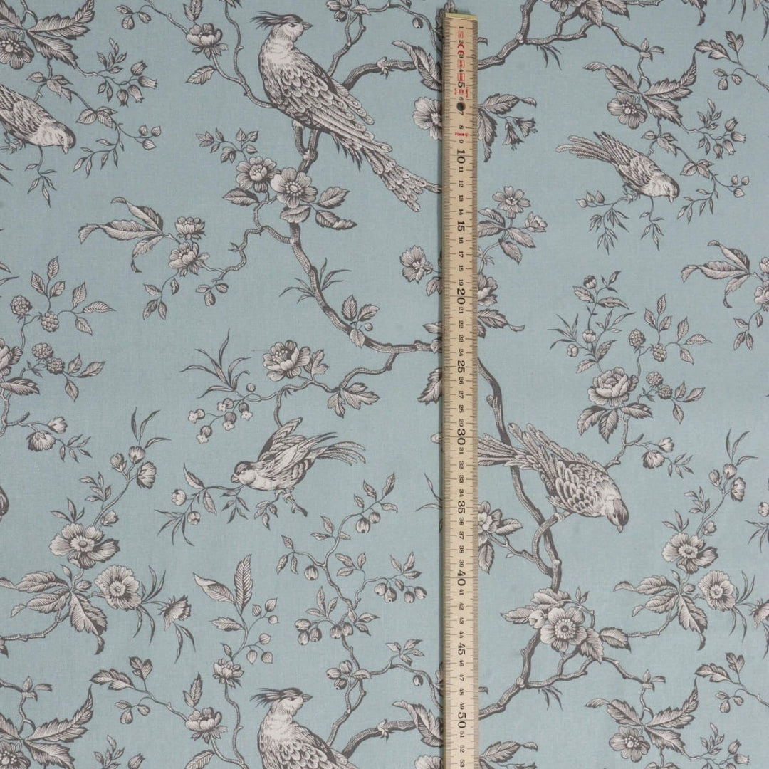 Isabelle Bird Toile Sky Cotton Double Width Fabric