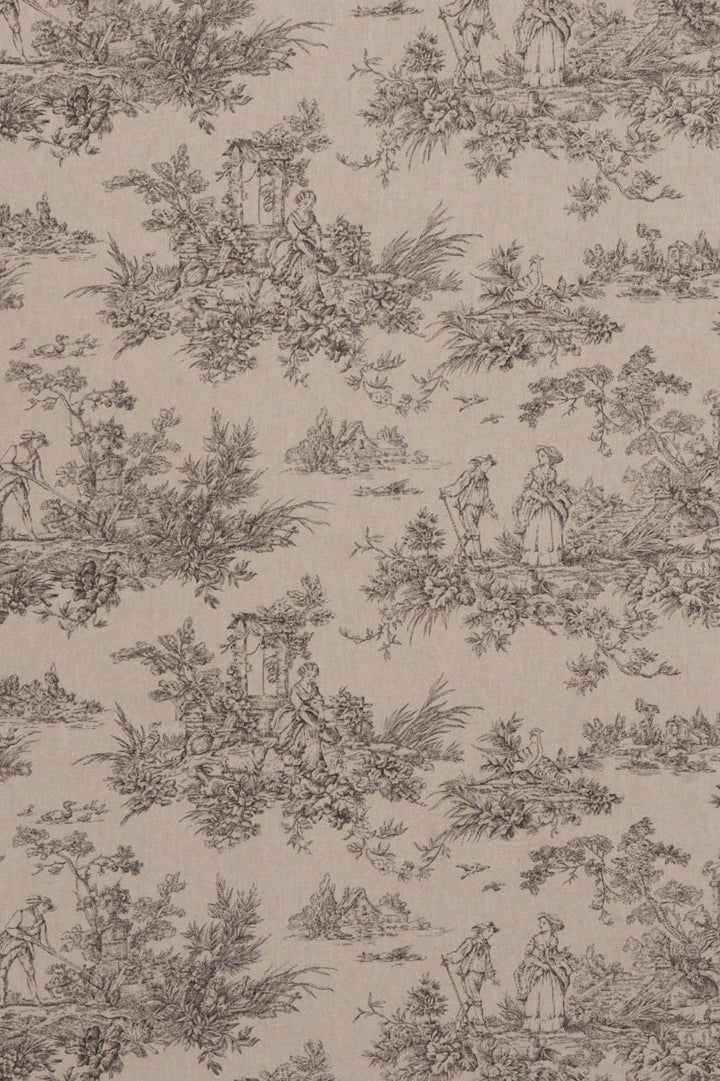 Marie Toile de Jouy Black on Linen 160cm Fabric