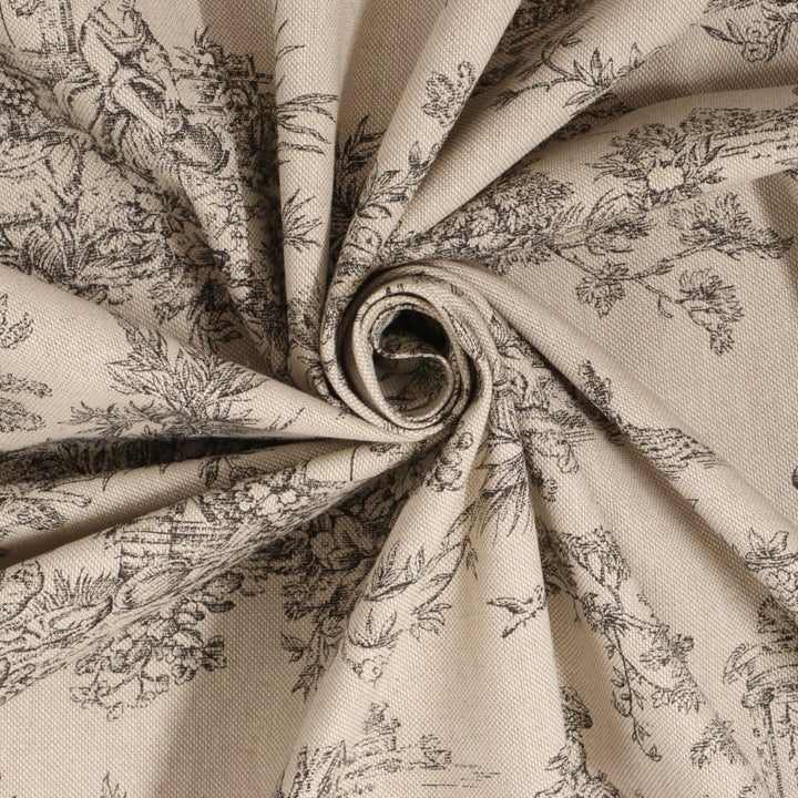 Marie Toile de Jouy Black on Linen 160cm Fabric