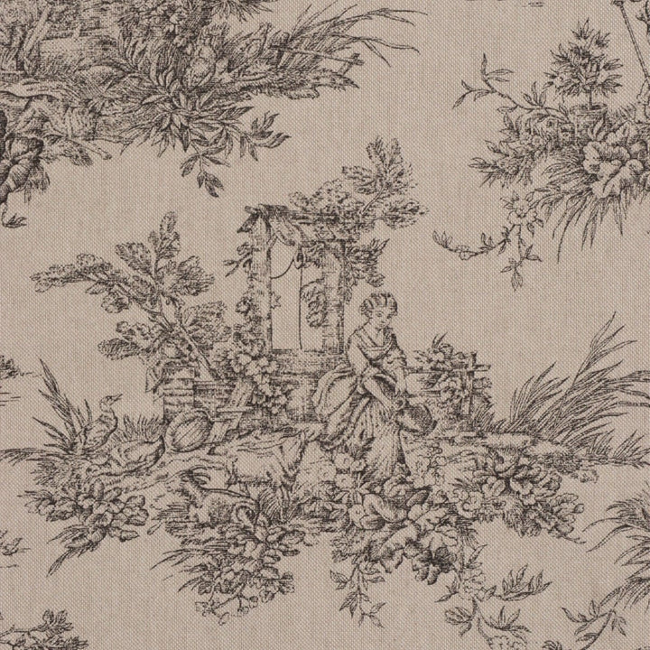 Marie Toile de Jouy Black on Linen 160cm Fabric