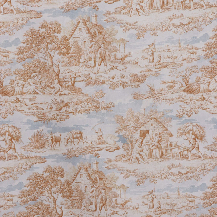 La Ferme Toile de Jouy Ochre on White Double Width Fabric