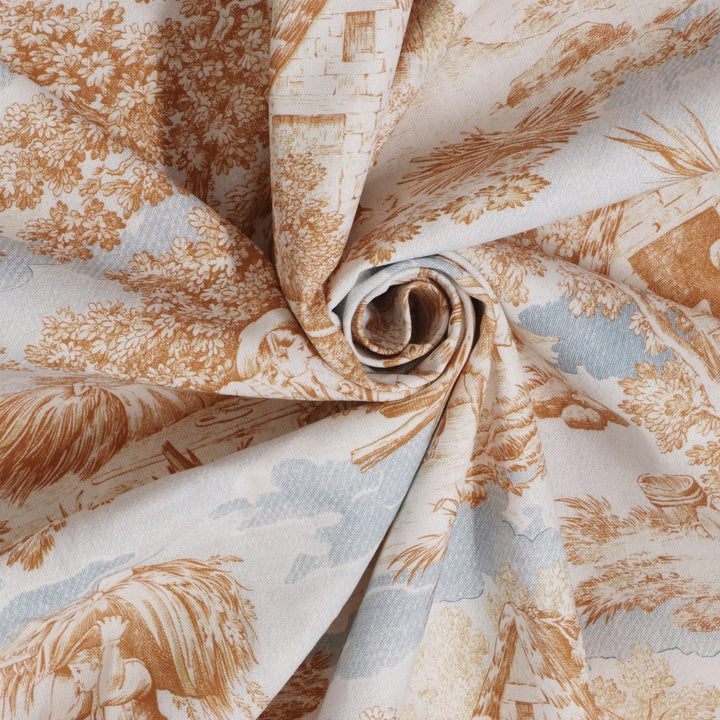 La Ferme Toile de Jouy Ochre on White Double Width Fabric