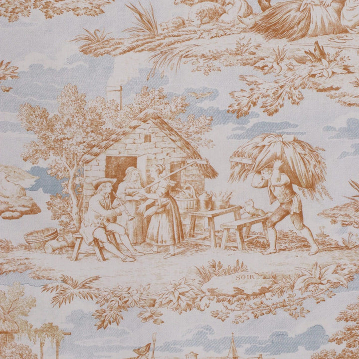 La Ferme Toile de Jouy Ochre on White Double Width Fabric