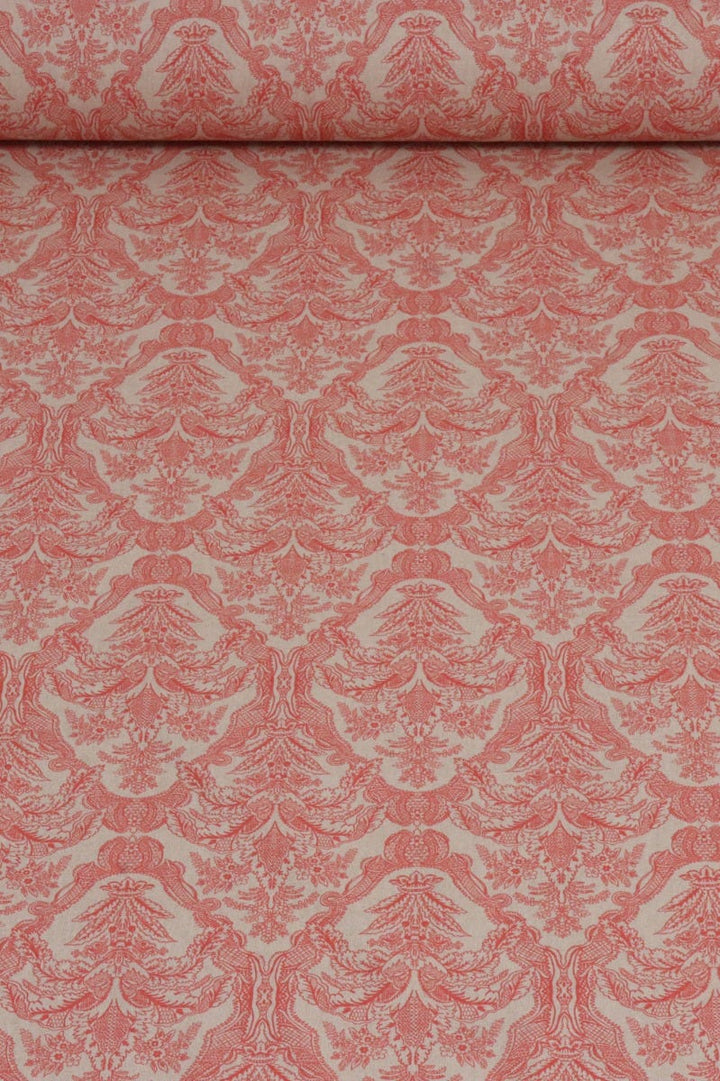 Siena Coral / Linen Fabric