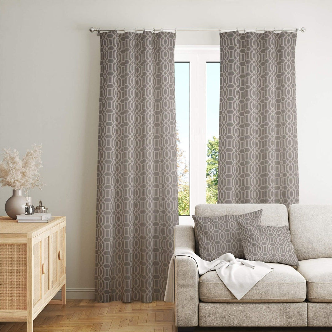 Utopia Trellis Taupe Upholstery Fabric