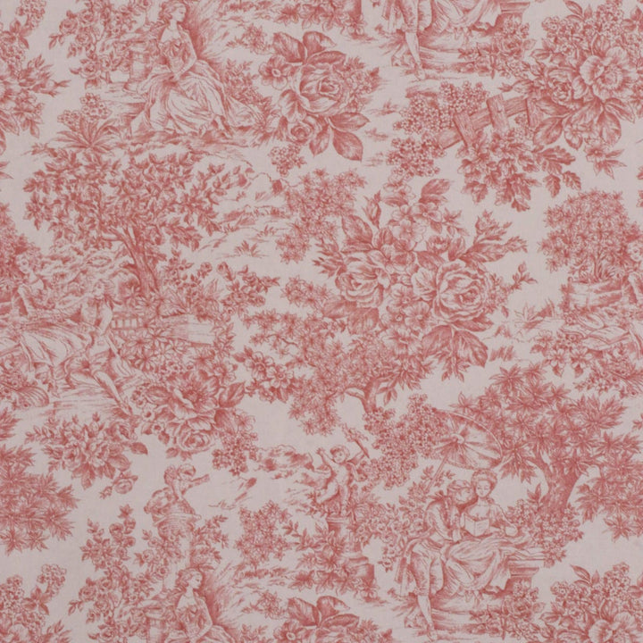 Vintage Toile Coral On White 140cm Fabric