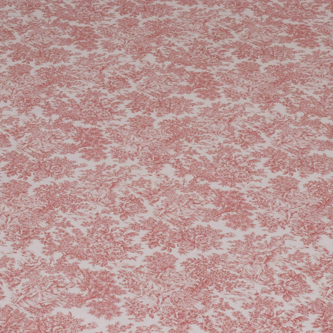 Vintage Toile Coral On White 140cm Fabric