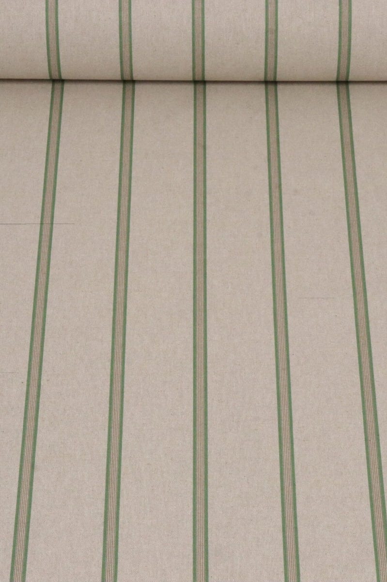 Raleigh Stripe Green / Linen 140cm Fabric