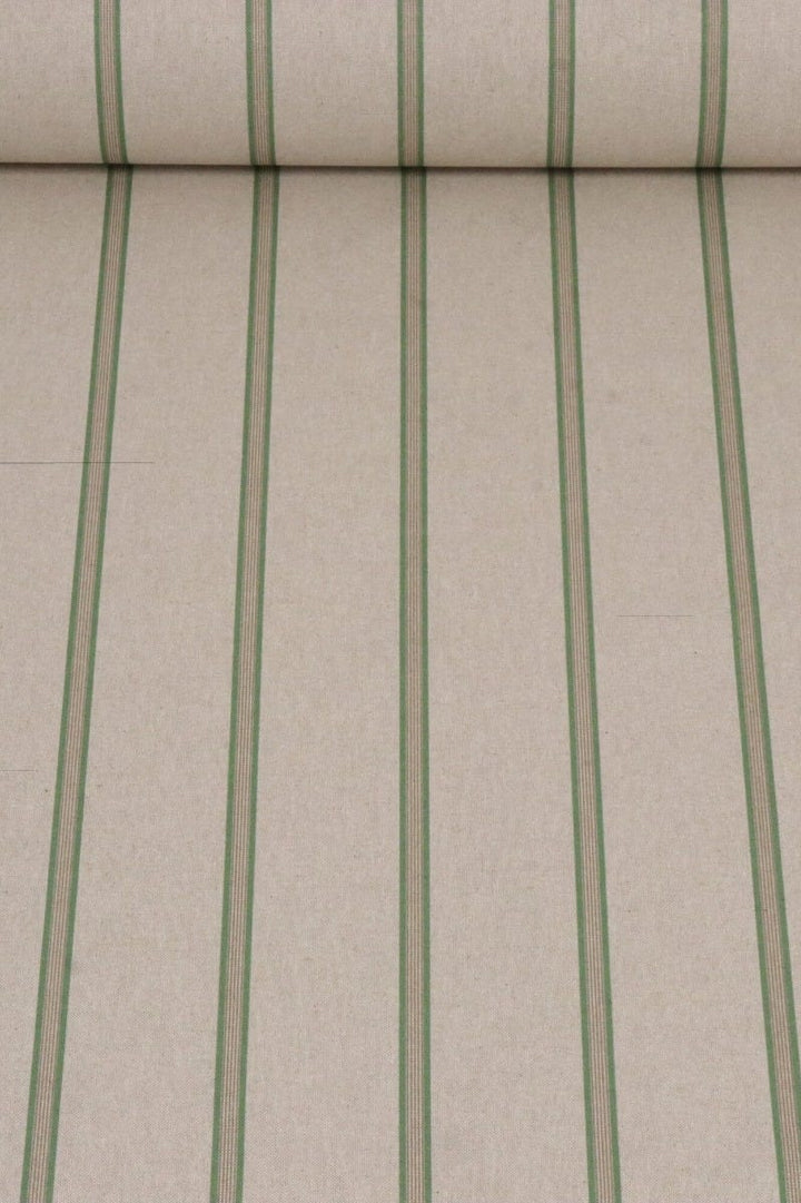 Raleigh Stripe Green / Linen 140cm Fabric