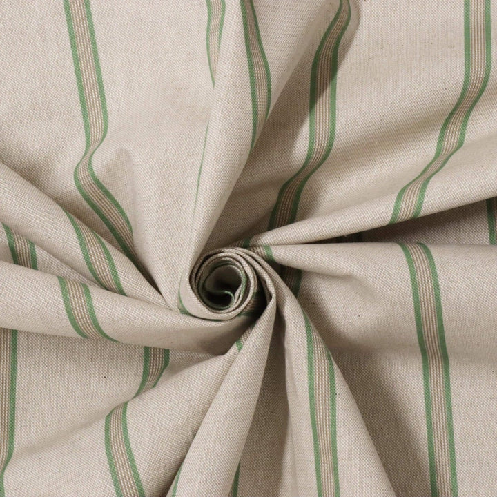 Raleigh Stripe Green / Linen 140cm Fabric