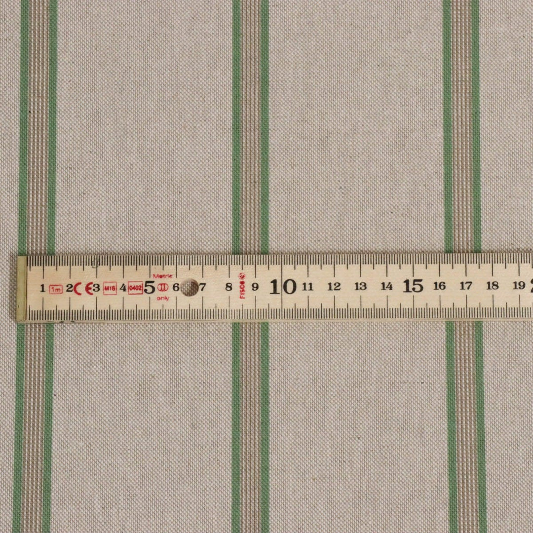 Raleigh Stripe Green / Linen 140cm Fabric