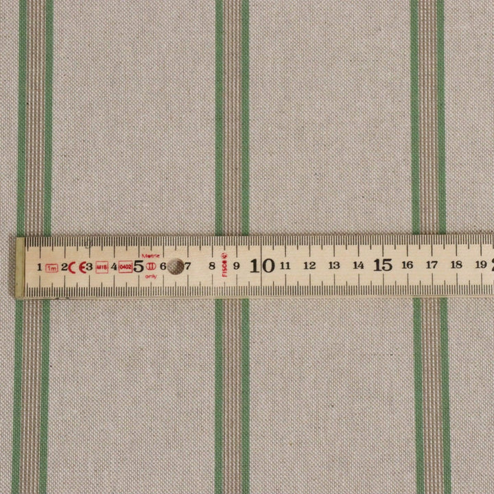 Raleigh Stripe Green / Linen 140cm Fabric