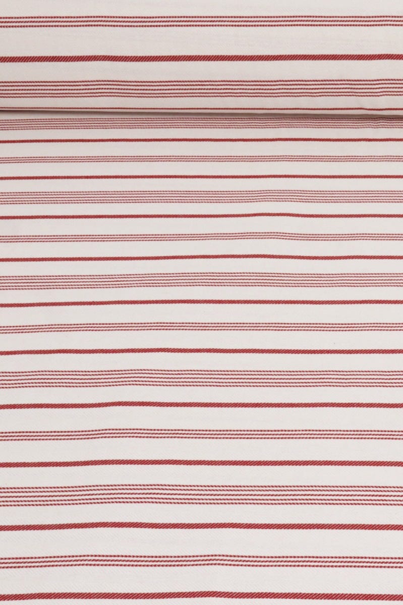 Double Width Milford Stripe Red Fabric