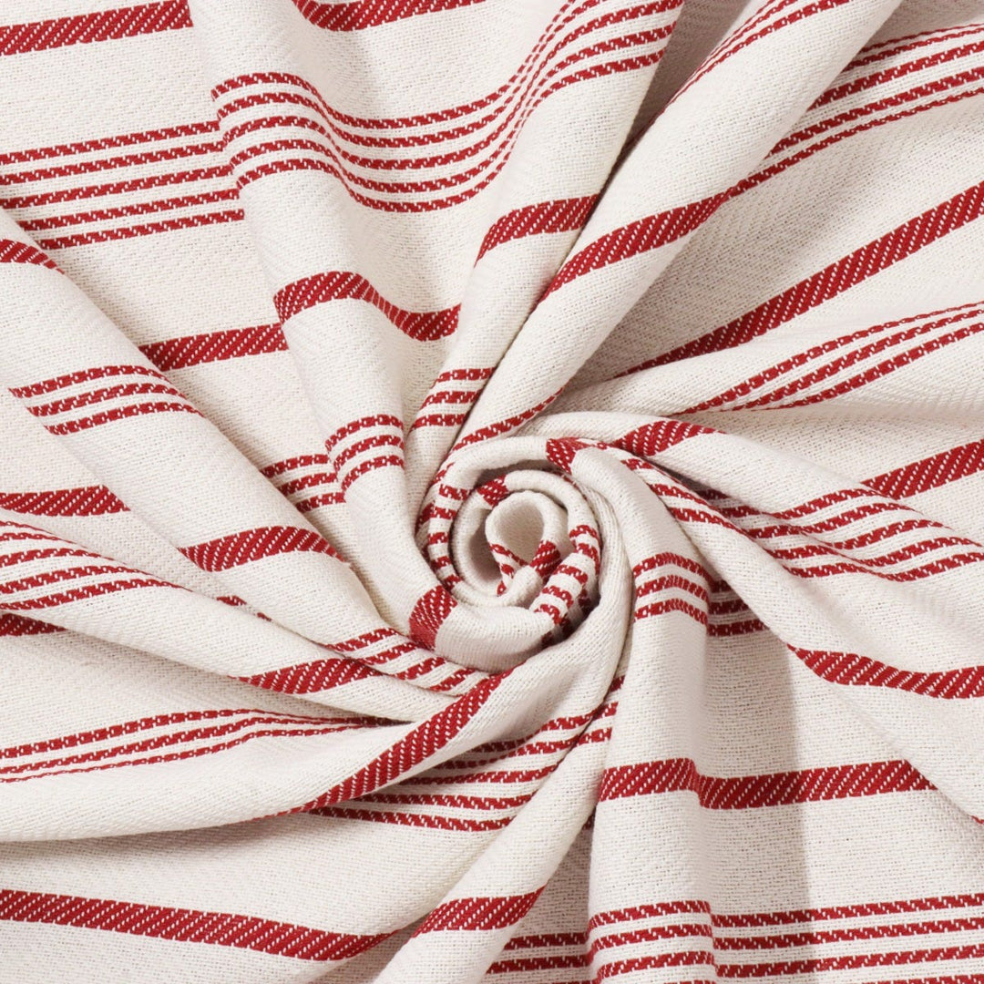 Double Width Milford Stripe Red Fabric