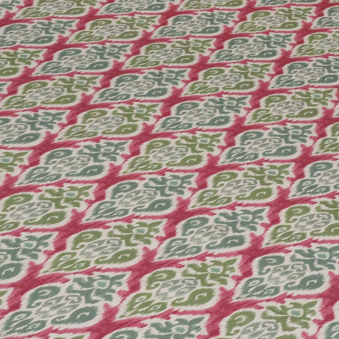 Chess Designs Arlo Olive Fuchsia Ikat Fabric