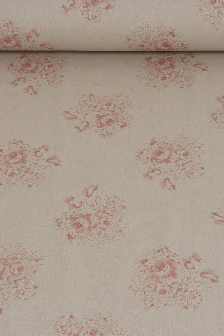 Vintage Floral Bouquet Rose Double Width Fabric