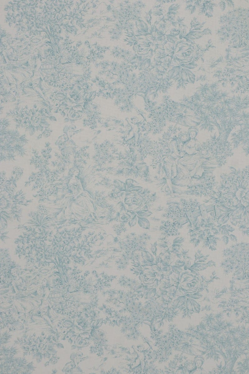 Vintage Toile Teal On White 140cm