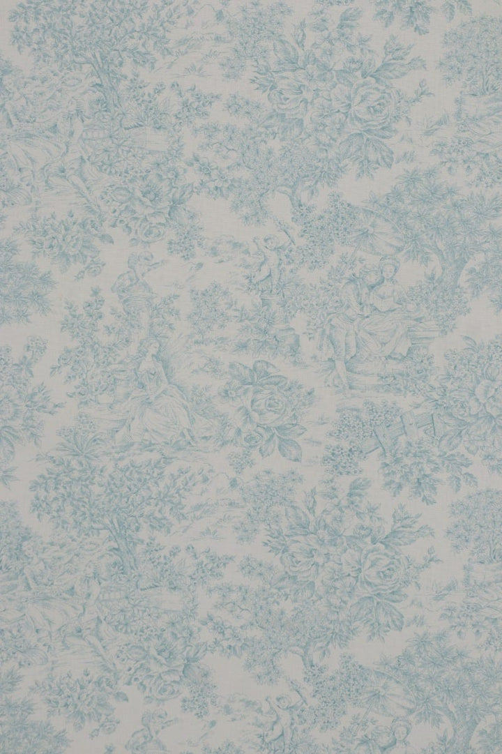 Vintage Toile Teal On White 140cm