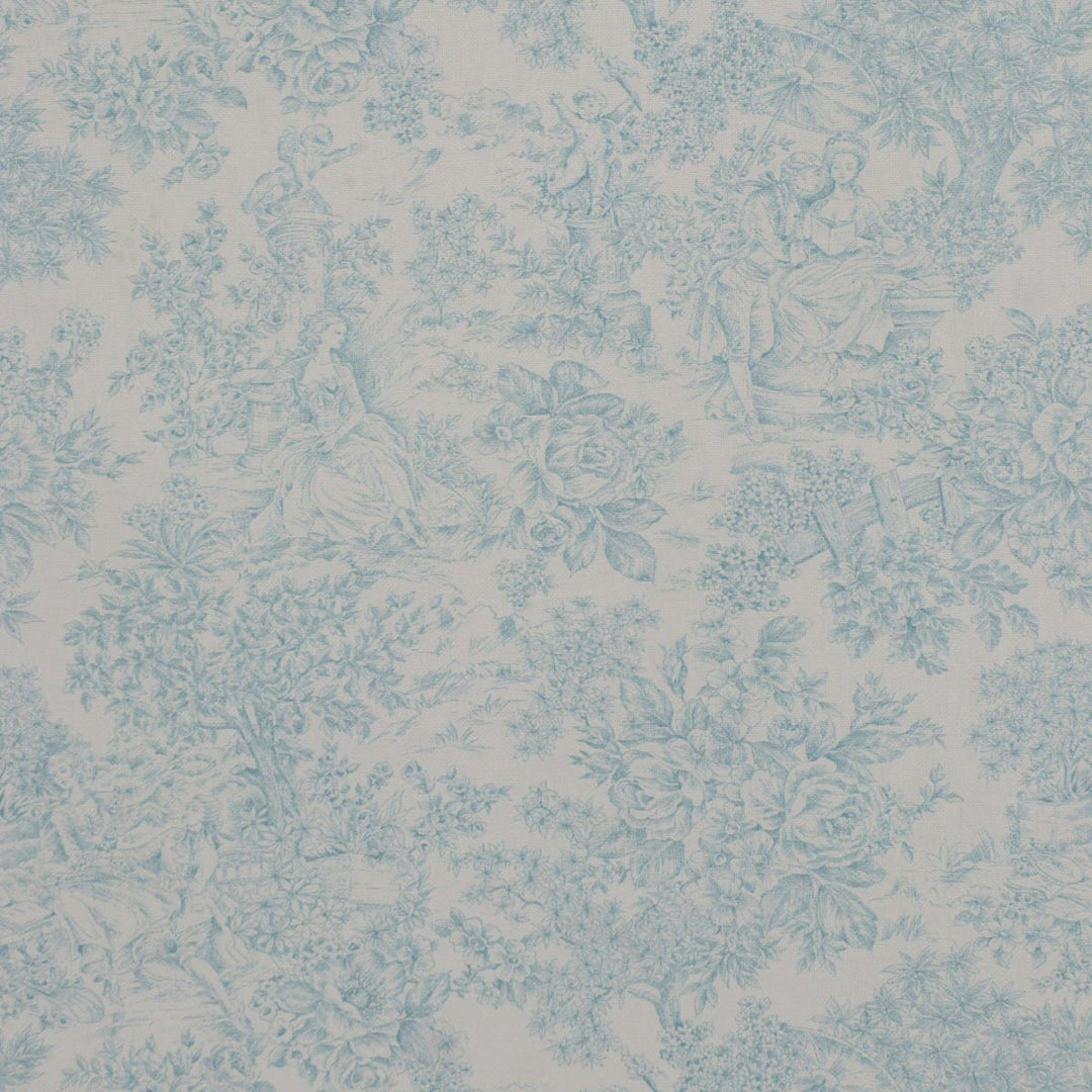 Vintage Toile Teal On White 140cm