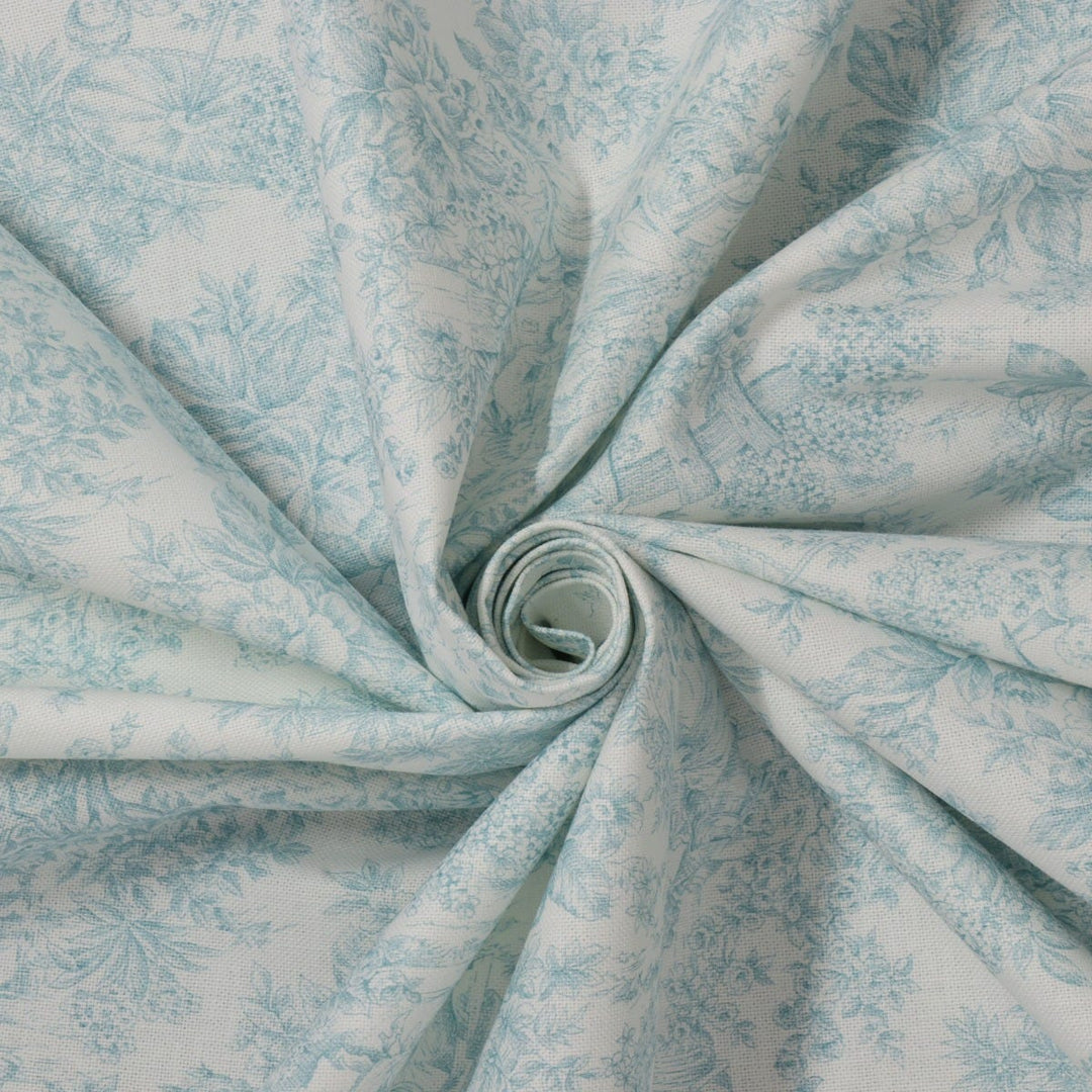 Vintage Toile Teal On White 140cm