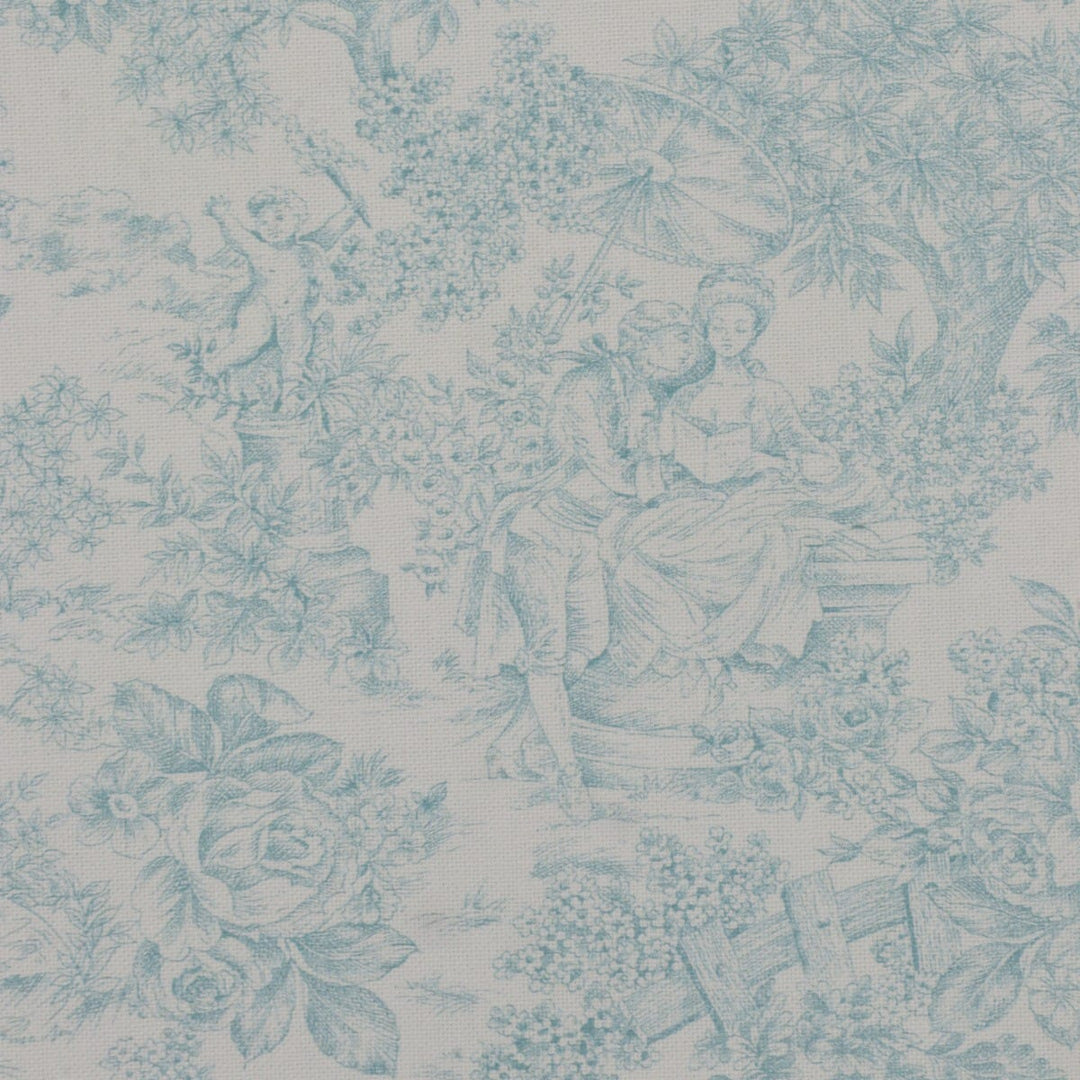 Vintage Toile Teal On White 140cm