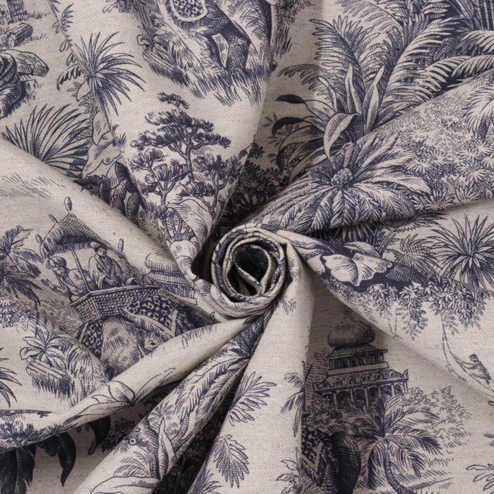 Exotic Shikar Blue / Linen 140cm Fabric