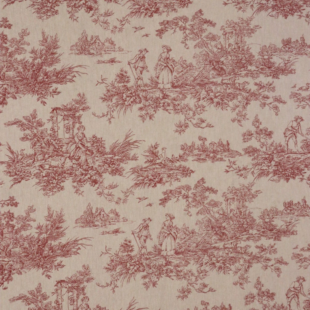 Marie Toile de Jouy Red on Linen 160cm Fabric