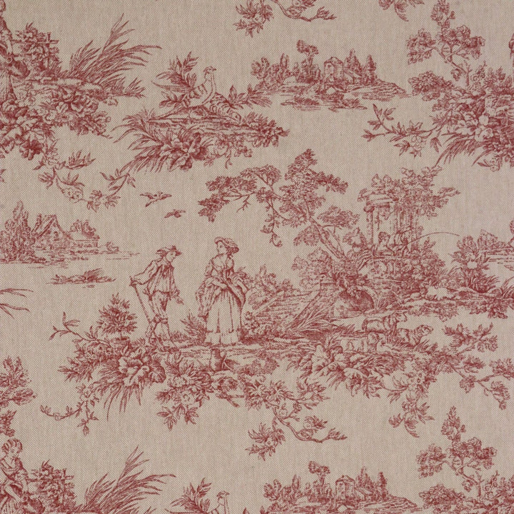 Marie Toile de Jouy Red on Linen 160cm Fabric